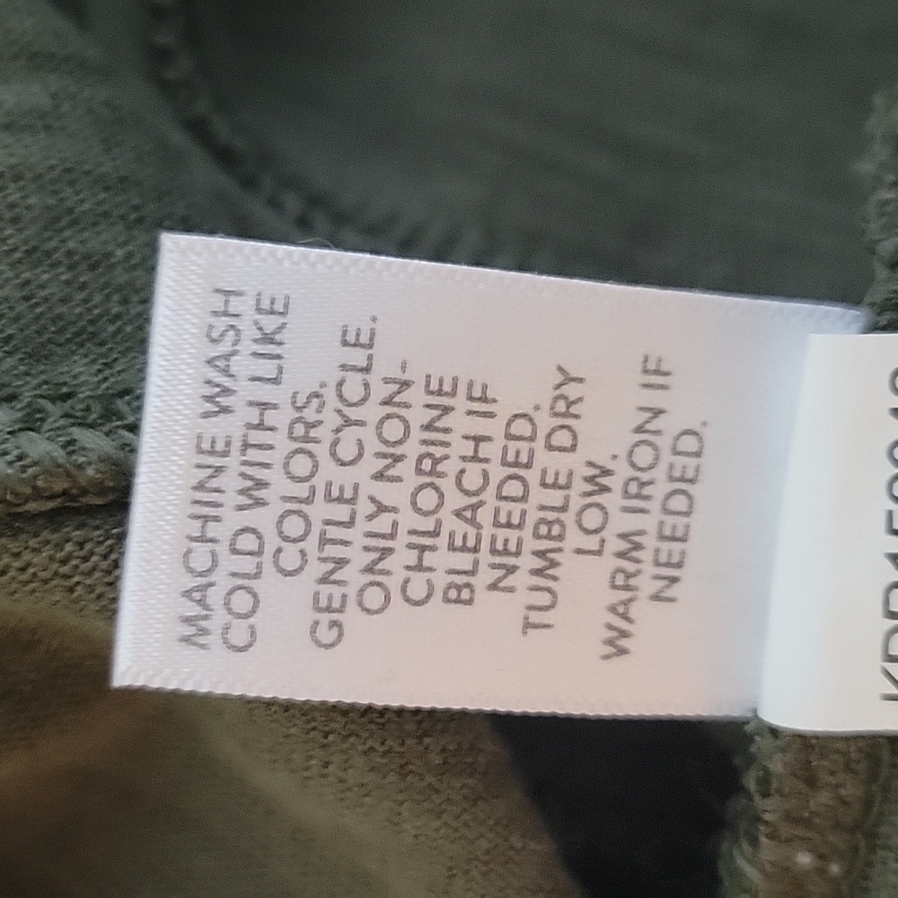 J. Jill Olive Green Slub Knit Short Sleeve Fringe Trim Dress Size Medium Petite - Picture 8 of 8